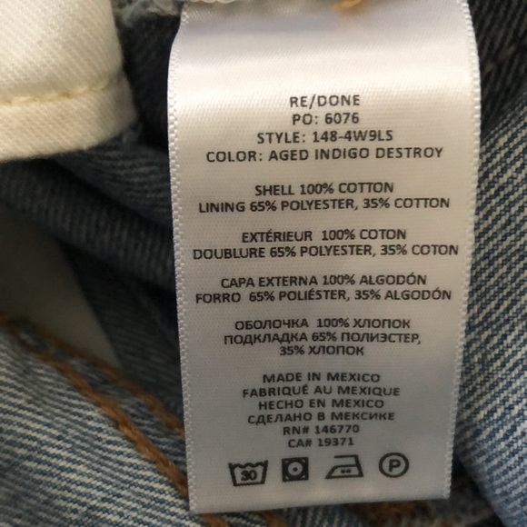 Re/Done Aged Indigo Destroy 90s Low Slung Short 23 - Picture 9 of 15